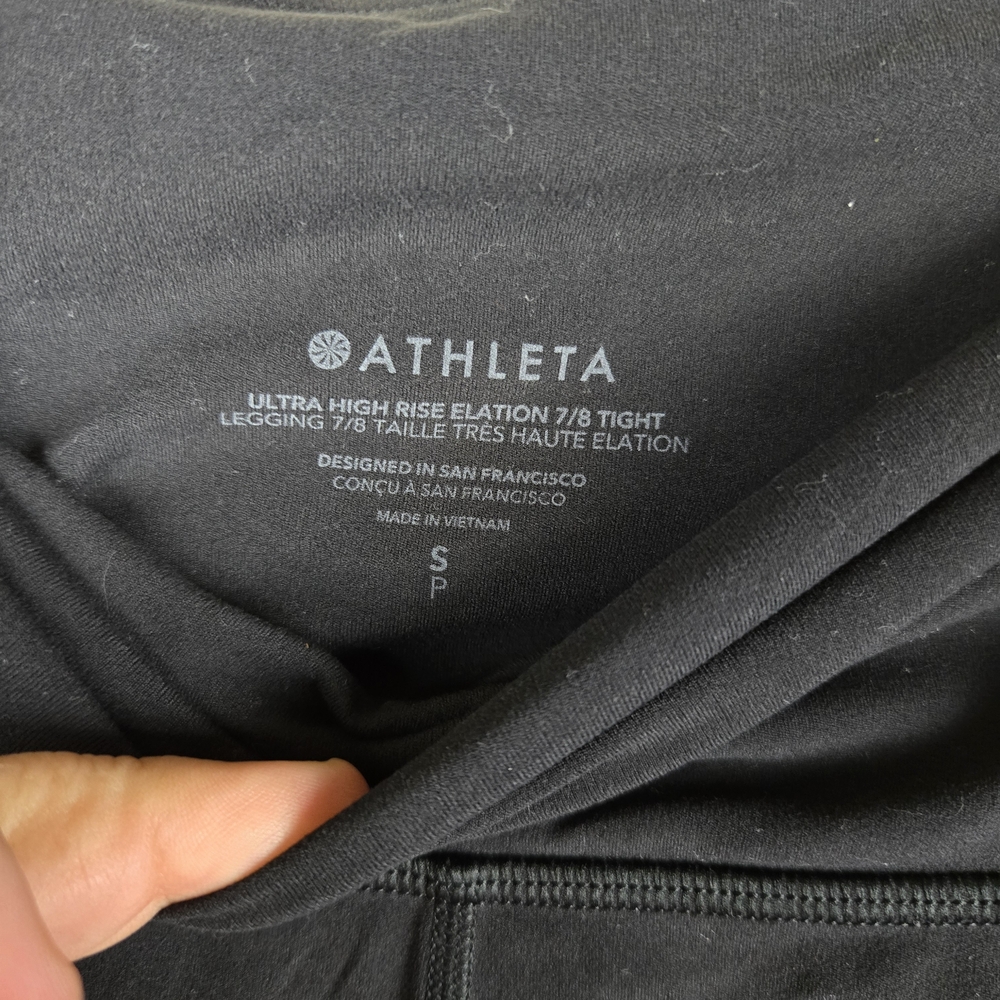 Athleta Classic High Rise 7/8 Black Leggings Size SP - Picture 2 of 4
